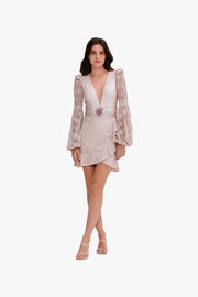 Seashell Lycra Long Sleeve Mini Dress