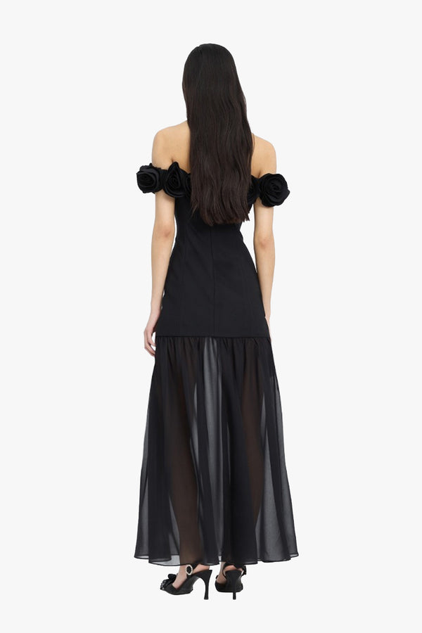 Crepe Flower Maxi Dress