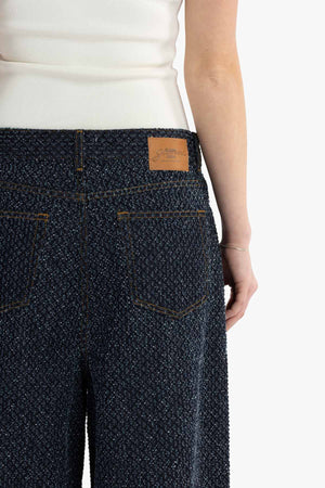 Tweed Denim Baggy Jeans