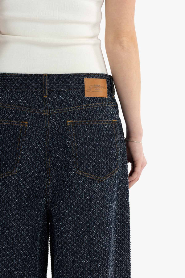 Tweed Denim Baggy Jeans