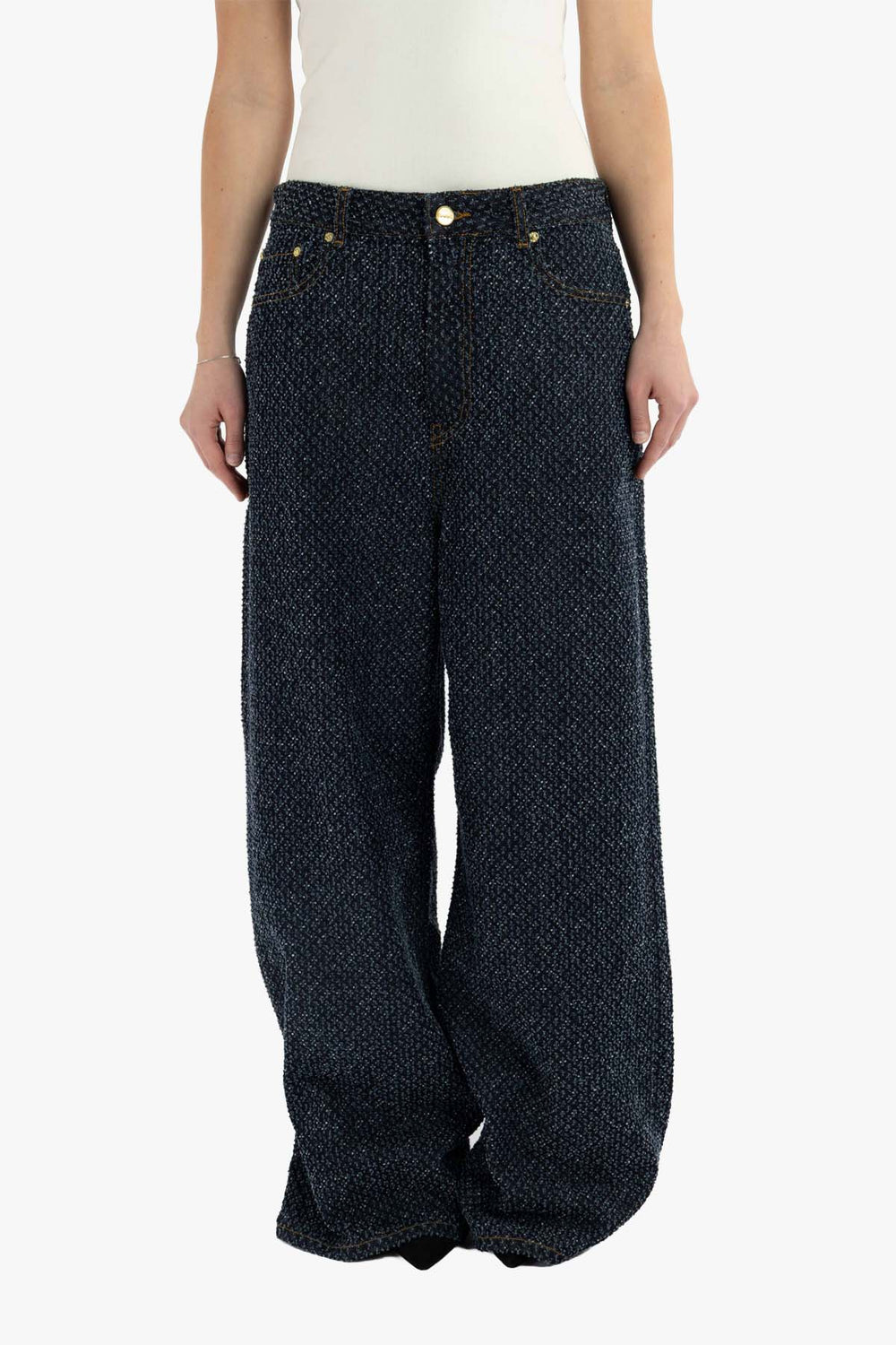 Tweed Denim Baggy Jeans