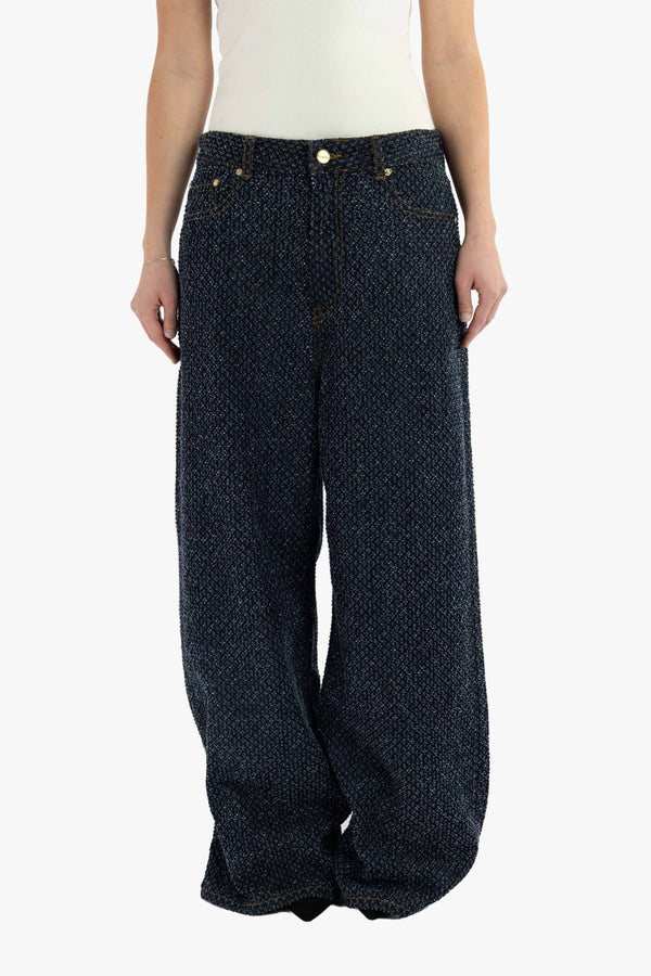 Tweed Denim Baggy Jeans