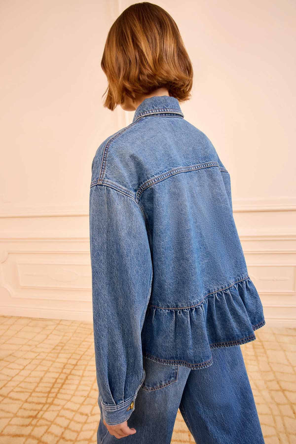 The Arquette Denim Peplum Jacket