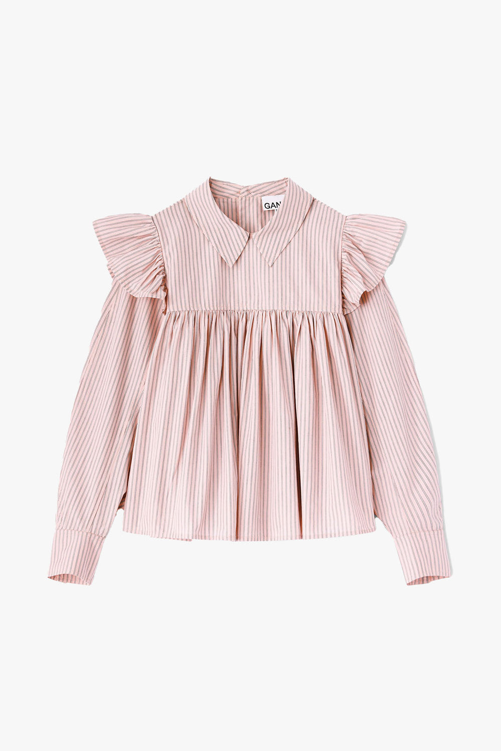 Oxford Stripe Frill Blouse