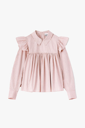 Oxford Stripe Frill Blouse