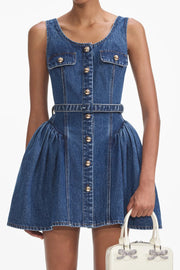 Flared Denim Mini Dress