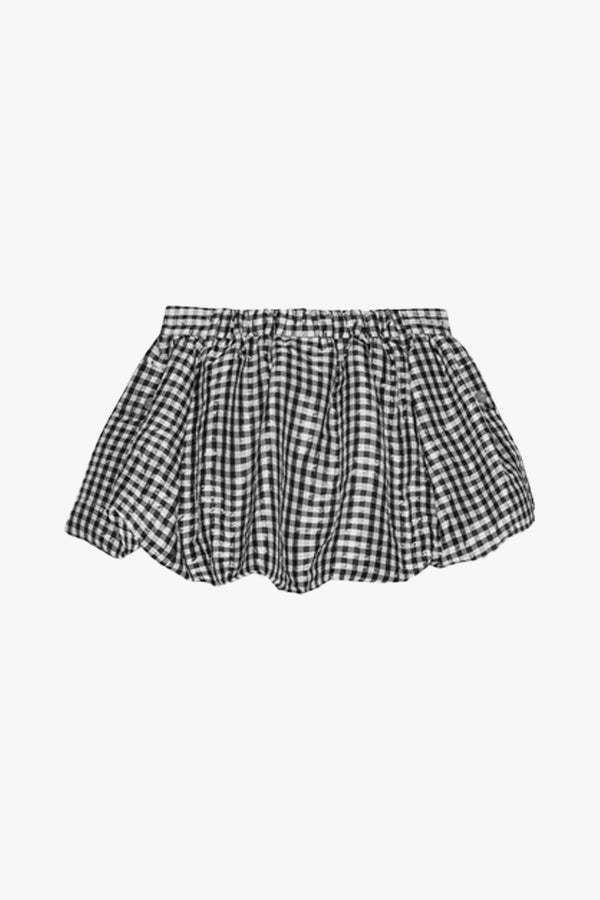 Crinkled Taffeta Check Mini Bubble Skirt