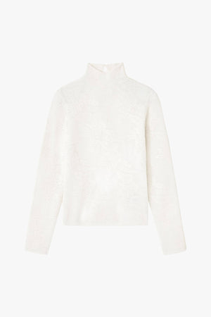 Sheer Flower Jacquard Mockneck