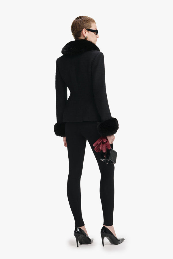 Tailored boucle fur jacket