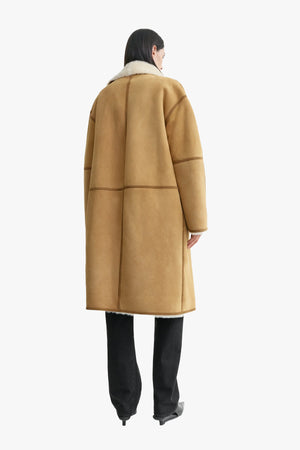 Draped Shearling Coat