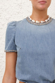 Crush Embellished Denim Top