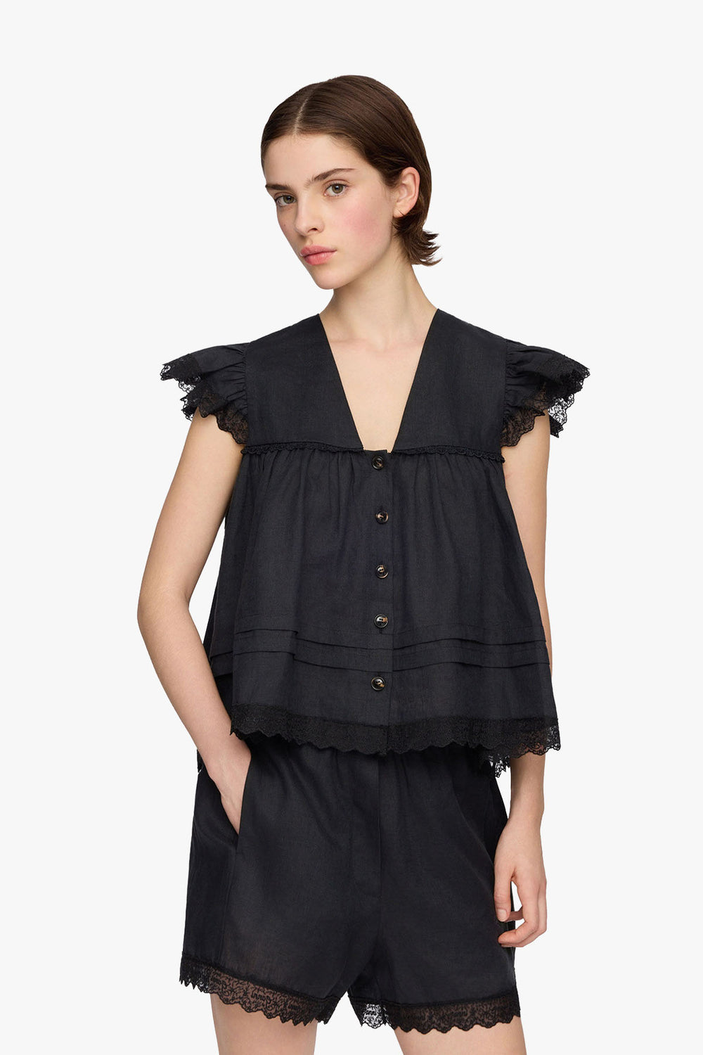 Light Linen Angel Sleeve Blouse