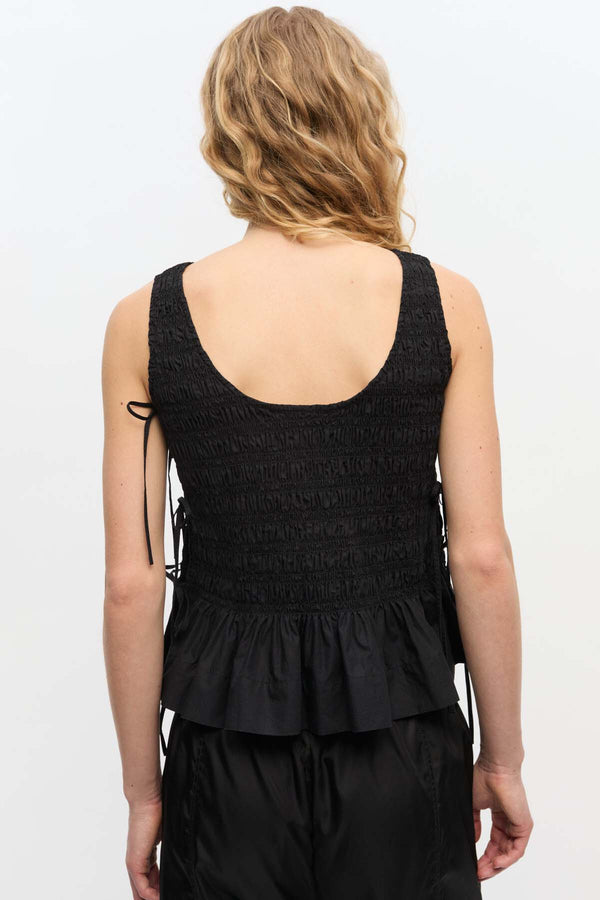 Cotton Poplin Smock Tie String Top