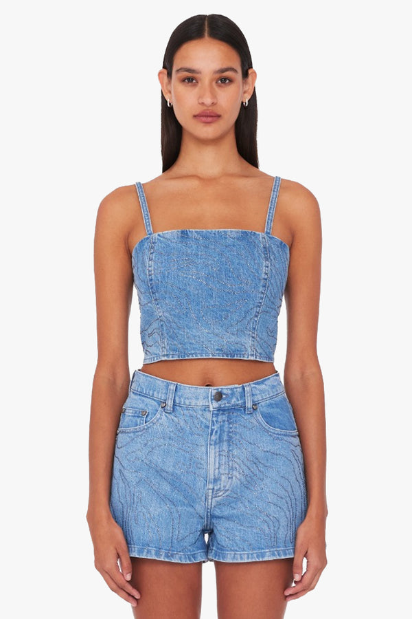 Rhinestone Denim Top