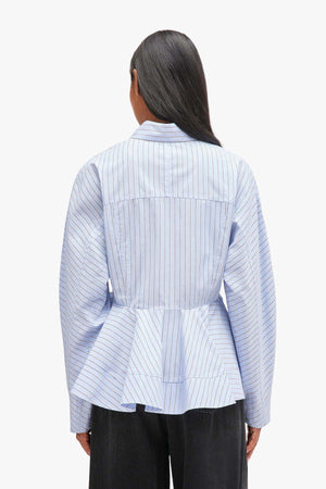 Striped Cotton Peplum Shirt