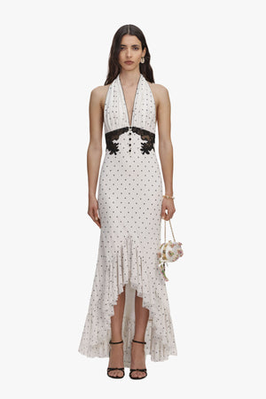 Polka Dot Halter Neck Midi Dress