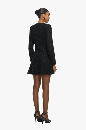 Black Sequin Knit Mini Dress