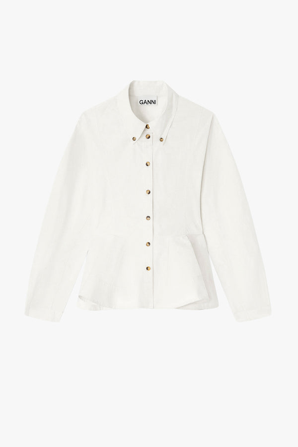 Stretch Cotton Peplum Shirt