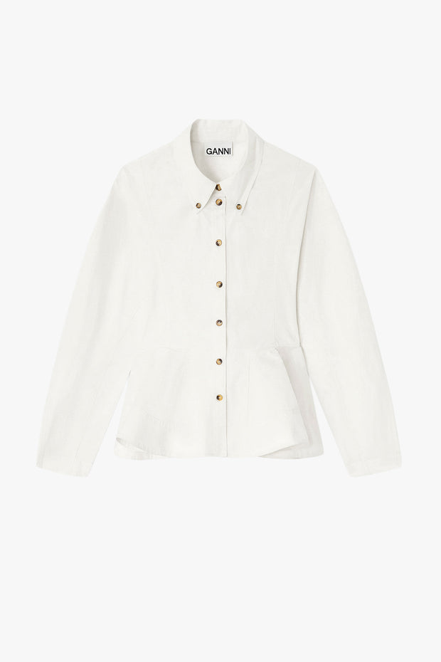 Stretch Cotton Peplum Shirt