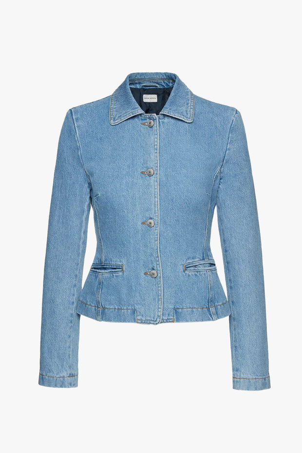 Fitted Denim Peplum Blazer 03