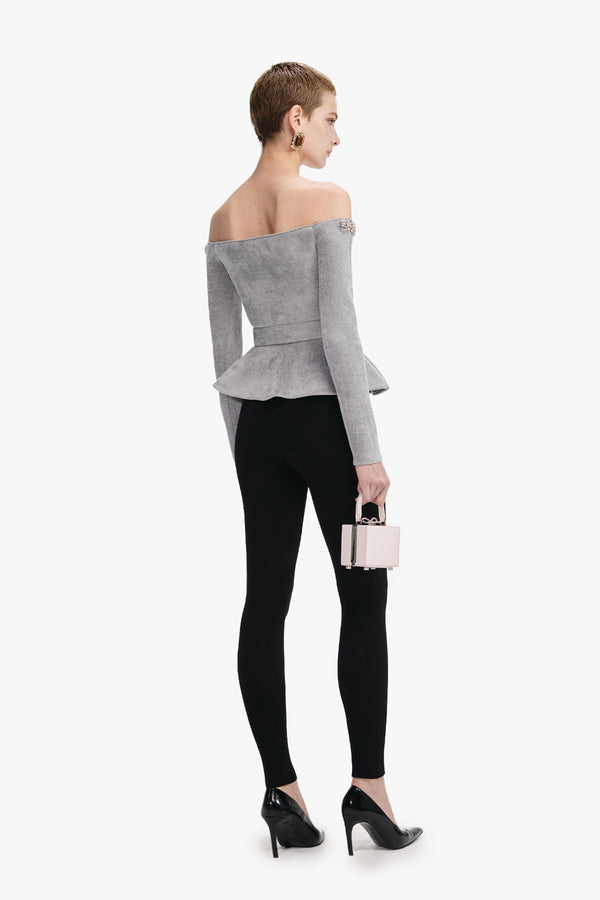 Chenille knit crystal trim top