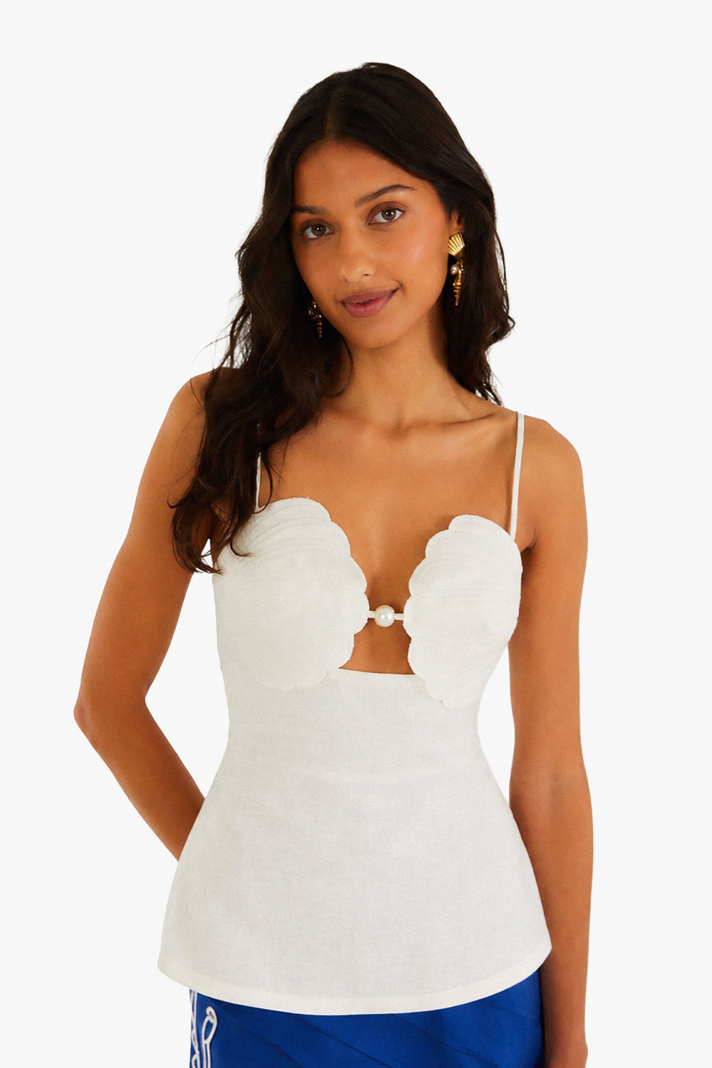 Shell Bust Off-White Peplum Blouse