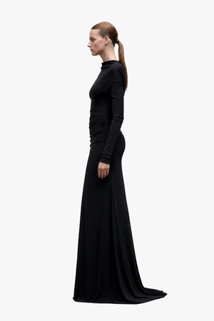 Long Sleeve Shoulder Drape Gown