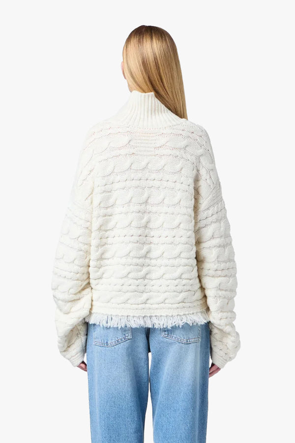 Cropped Cable Turtleneck
