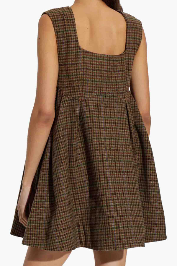 Heavy Check Twill Corset Mini Dress