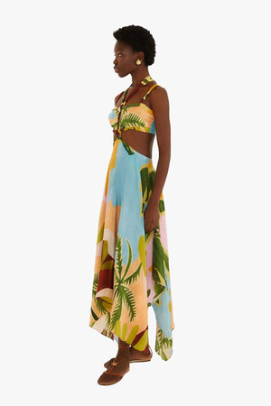 Tropical Painting Multicolor Maxi Dress