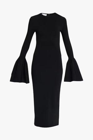 Compact Knit Bell Sleeve Midi Dress