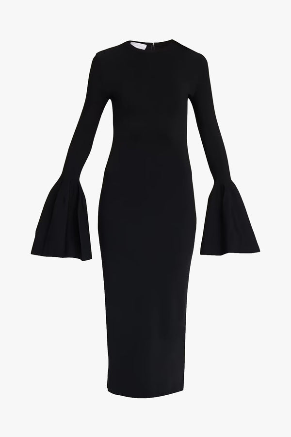Compact Knit Bell Sleeve Midi Dress