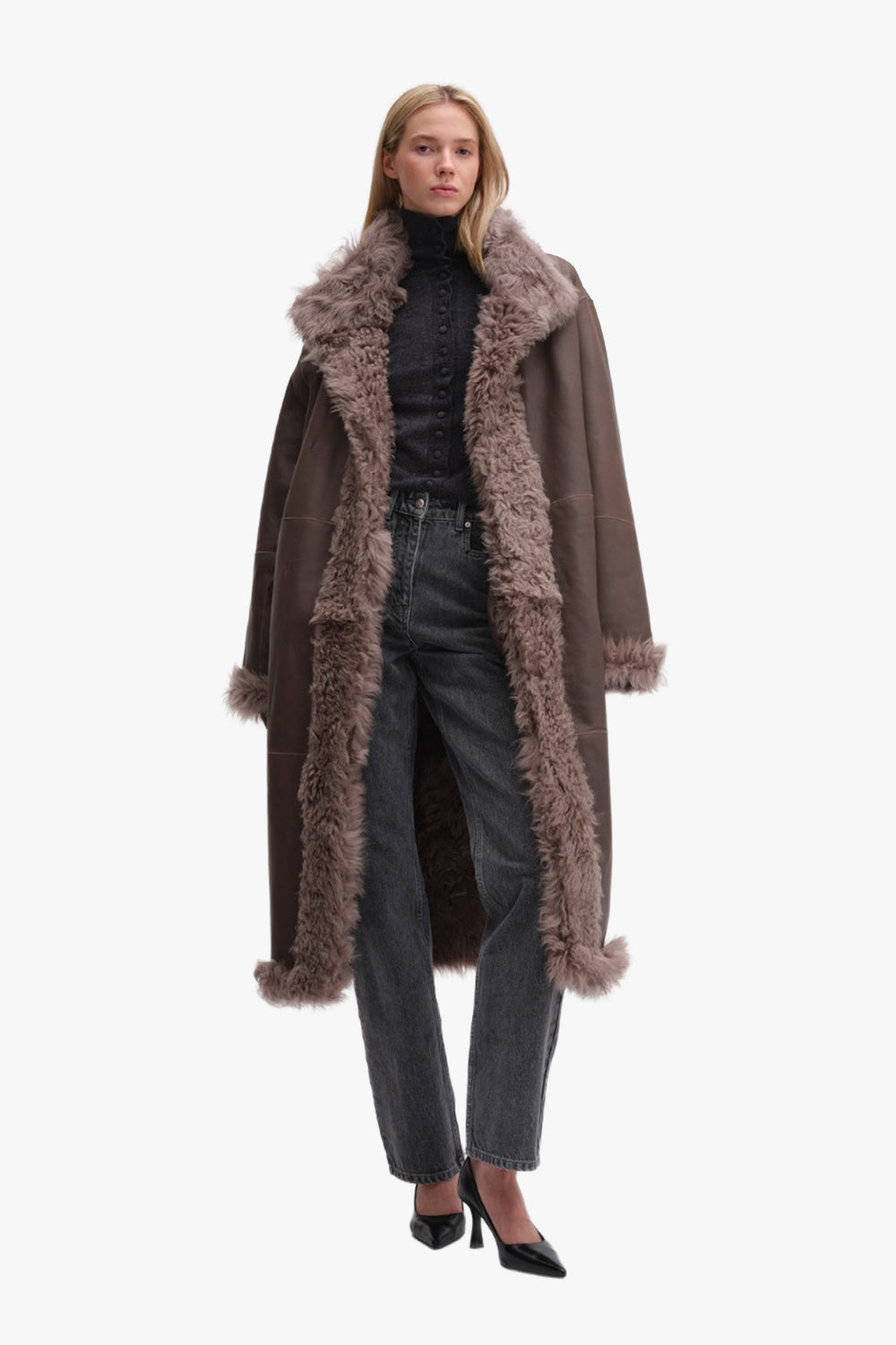 Long Hair Shearling Coat