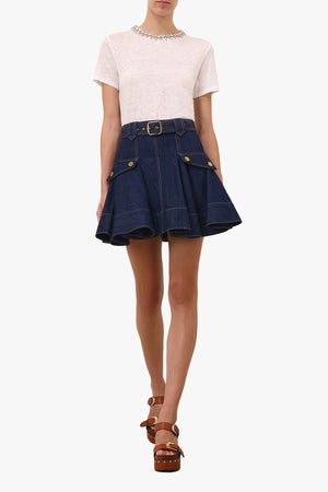 Denim Cargo Mini Skirt
