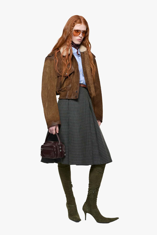 Shearling Collar Leather Bomber