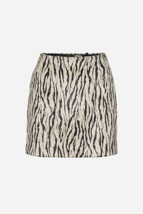 Printed Faux Fur Skirt