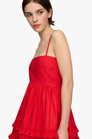 Cotton Poplin Mini Strap Frill Dress