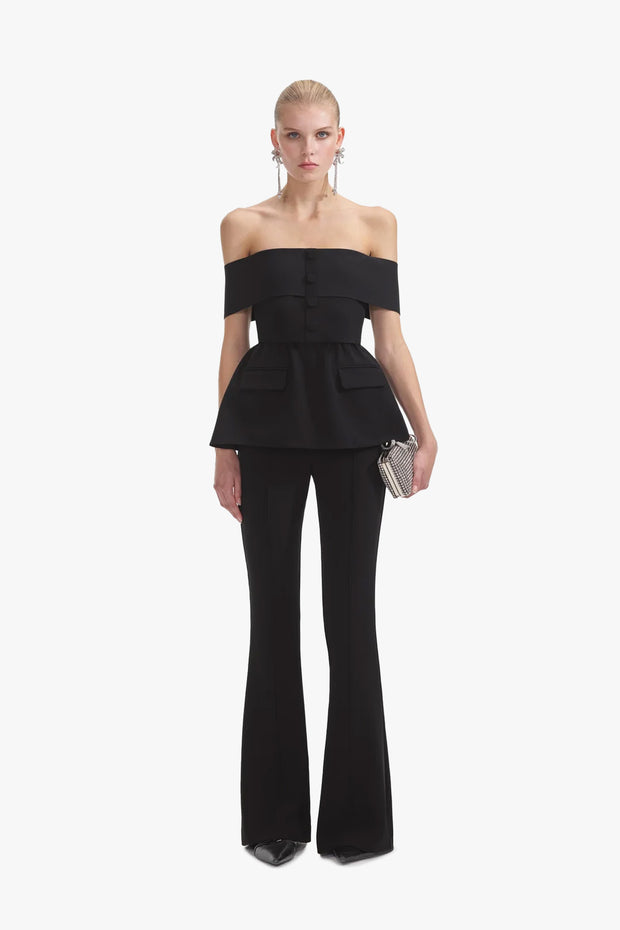 Black Crepe Off Shoulder Jumpsuit