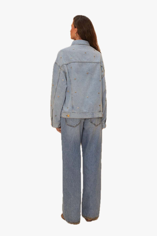 Bows Embroidered Denim Pants