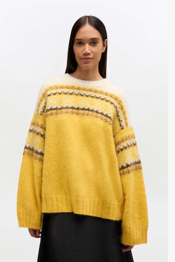 Brushed Alpaca Intarsia Sweater