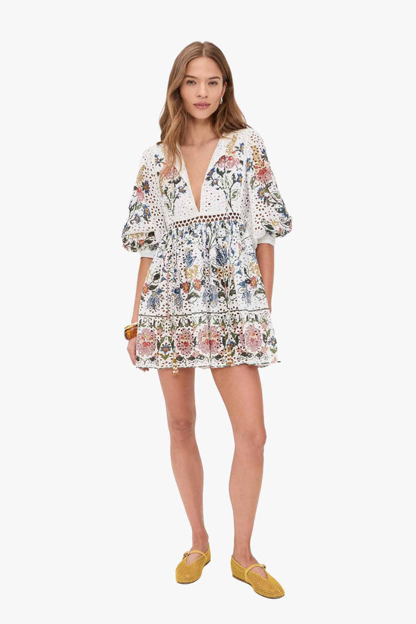 Stitched Garden Off-White Mini Dress