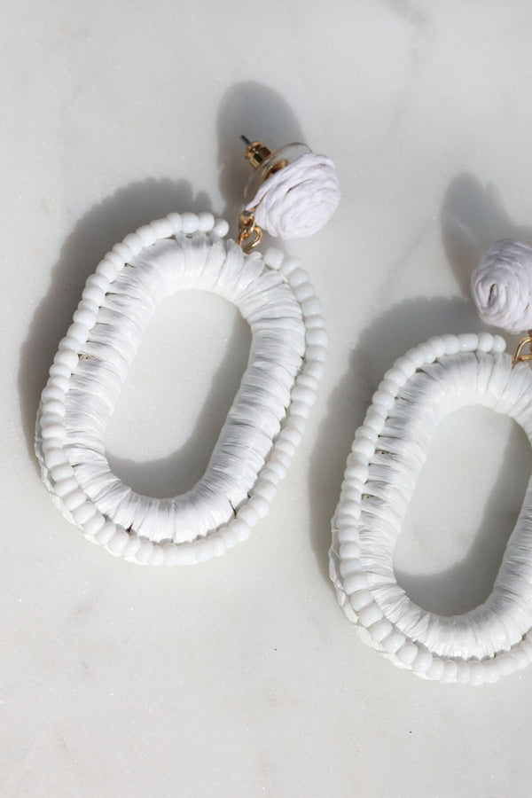 White Beaded Earrings