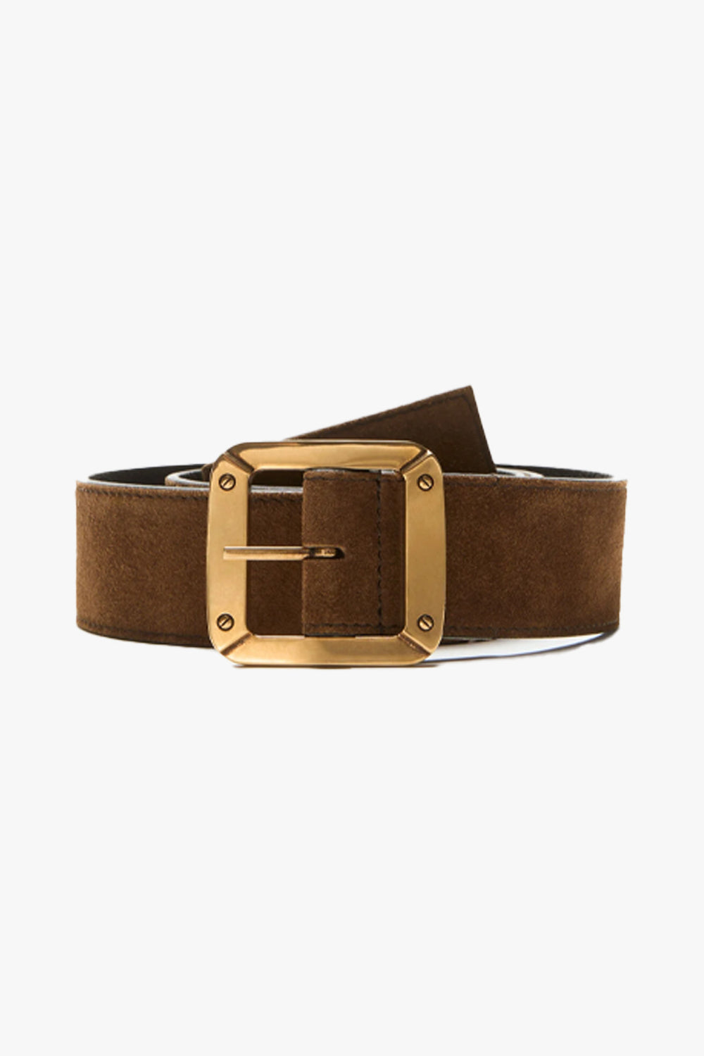 Suede Leather Gold Buckle Belt