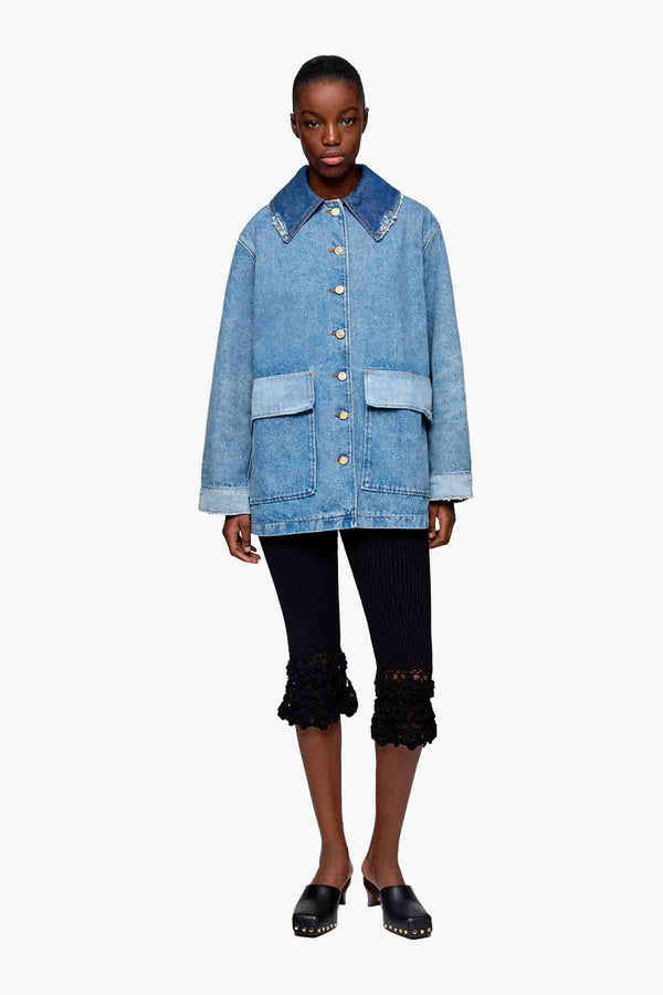 Patchwork Denim Mid Jacket