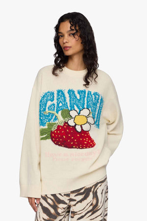 Oversized Graphic Wool Mix Sweater