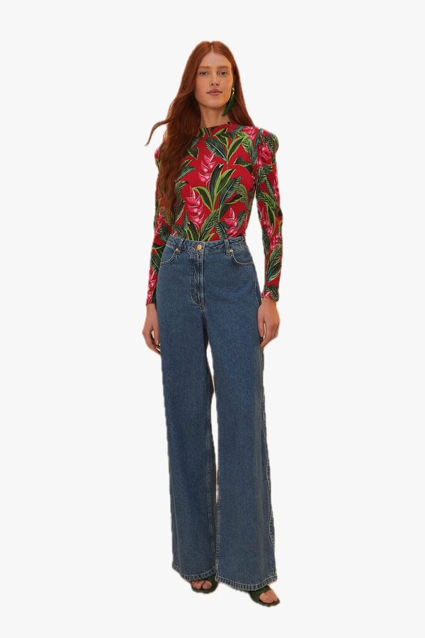 Denim Pants High Waist Snip Wave