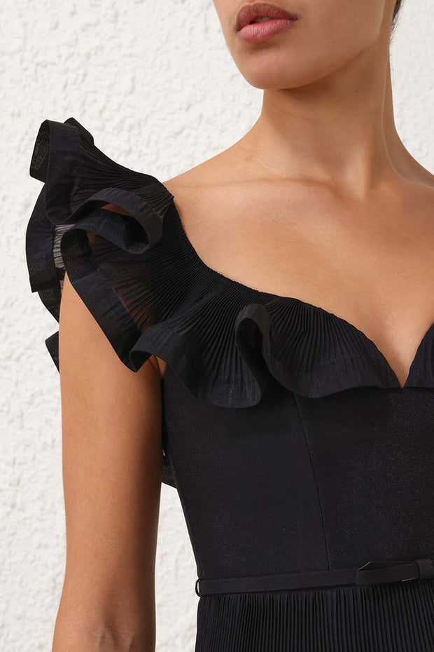 Pleated Frill Mini Dress