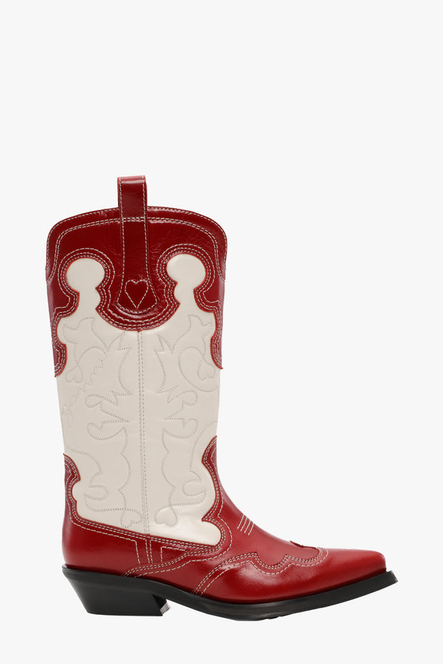 Mid Shaft Embroidered Western Boot