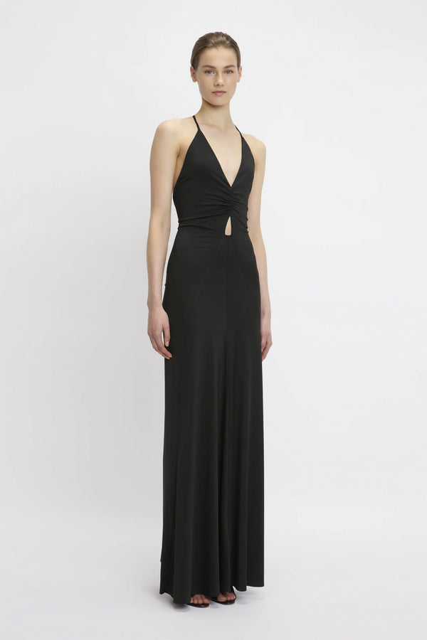 V-neck Ruched Cami Gown