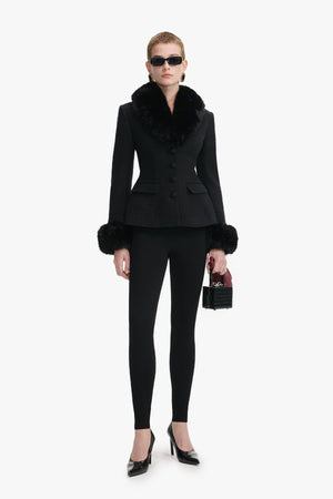 Tailored boucle fur jacket